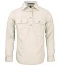 Womens Closed Front L/S Shirt Stone