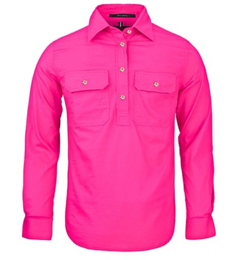 Womens Closed Front L/S Shirt Fuschia