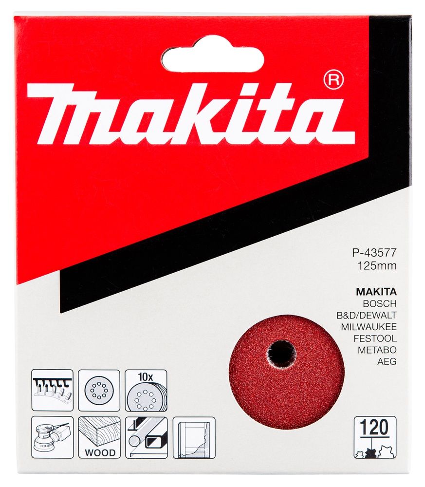 Sanding disc 125mm 8hole P120 pk10