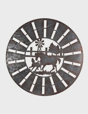Galvanised With Rust Horses Round Laser-Cut Wall Art 100×0.7cm