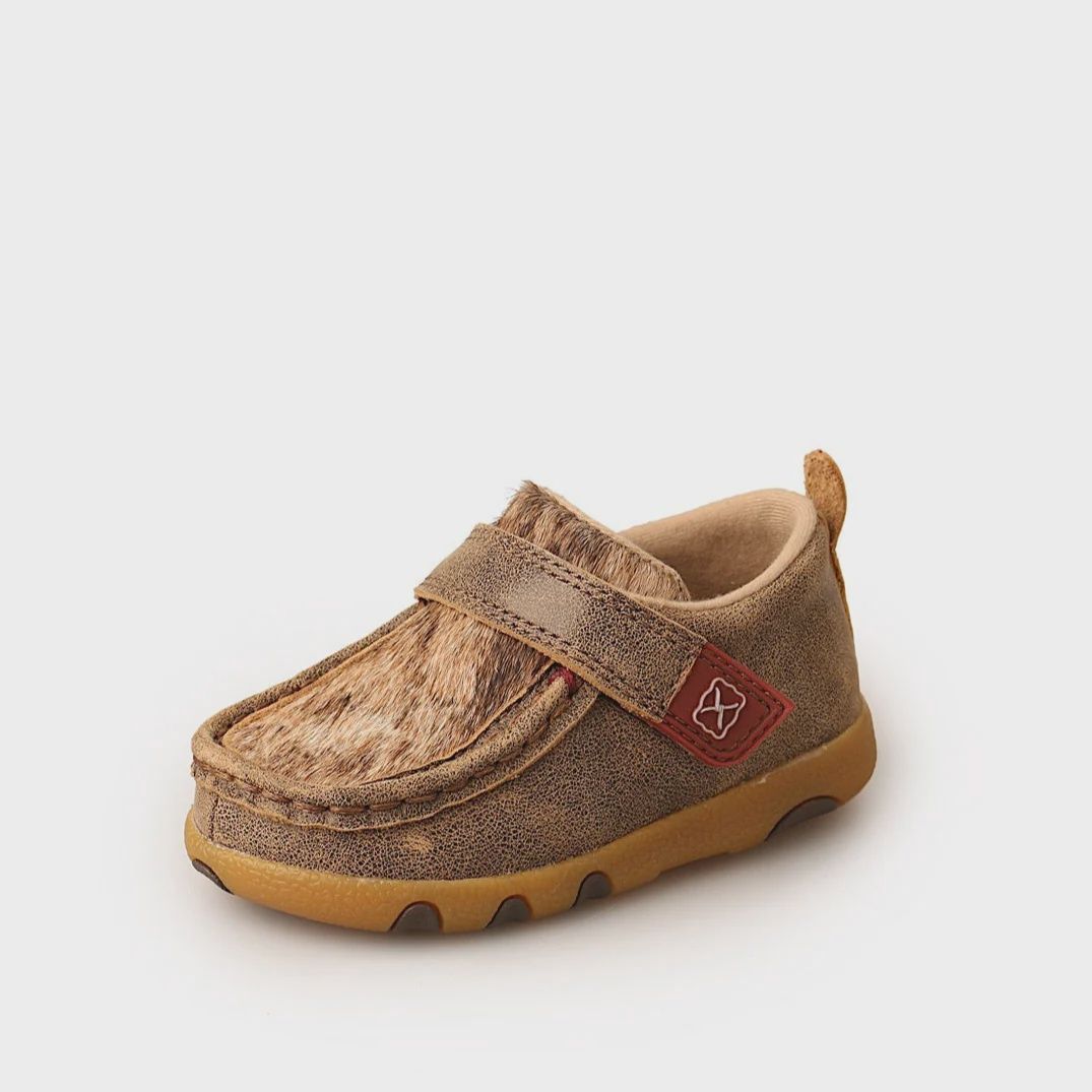 Infants Cow Fur Casual Mocs  JO7 - Bomber/Light Brindle
