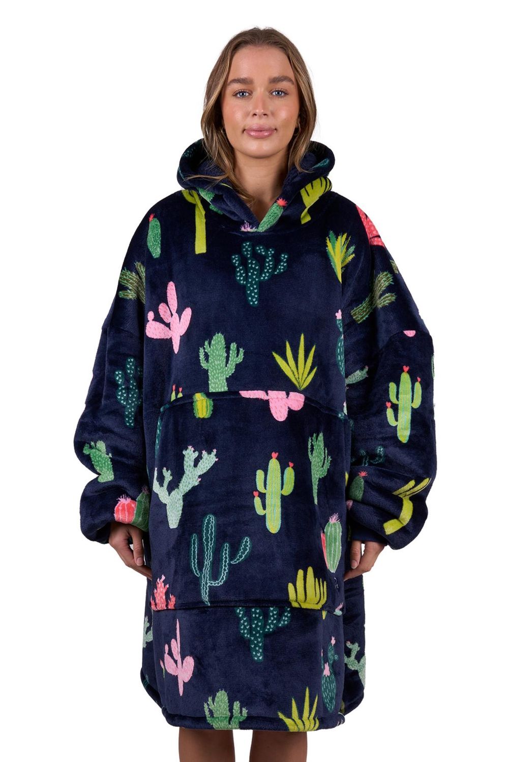 Adults Cactus Snuggle Hoodie - Navy