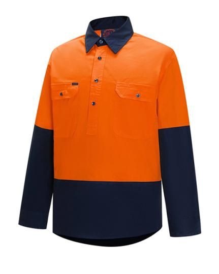 Vented Closed Front L/W L/S, Colour: Orange/Navy, size: Mens S