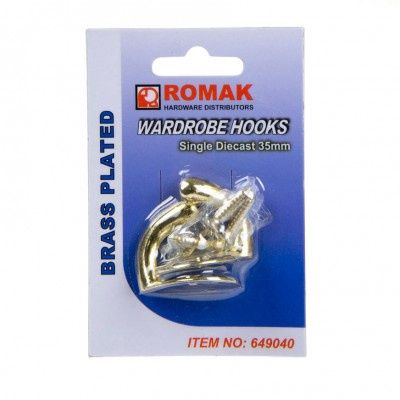 WARDROBE HOOK SINGLE 35MM BP (2 Pack)