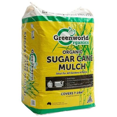 GreenWorld (Green &amp; White Label) Organics Sugar Cane Mulch - 7-14sqm