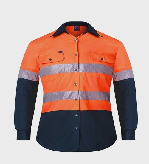 Kids 2 Tone Open Front Shirt - Orange/Navy Tape