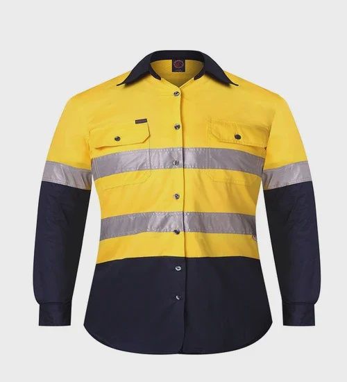 Kids 2 Tone Open Front Shirt - Yellow/Navy Tape