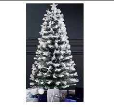XMAS TREE 150CM WHITE FIBRE OPTIC GREEN/SNOWY 120T