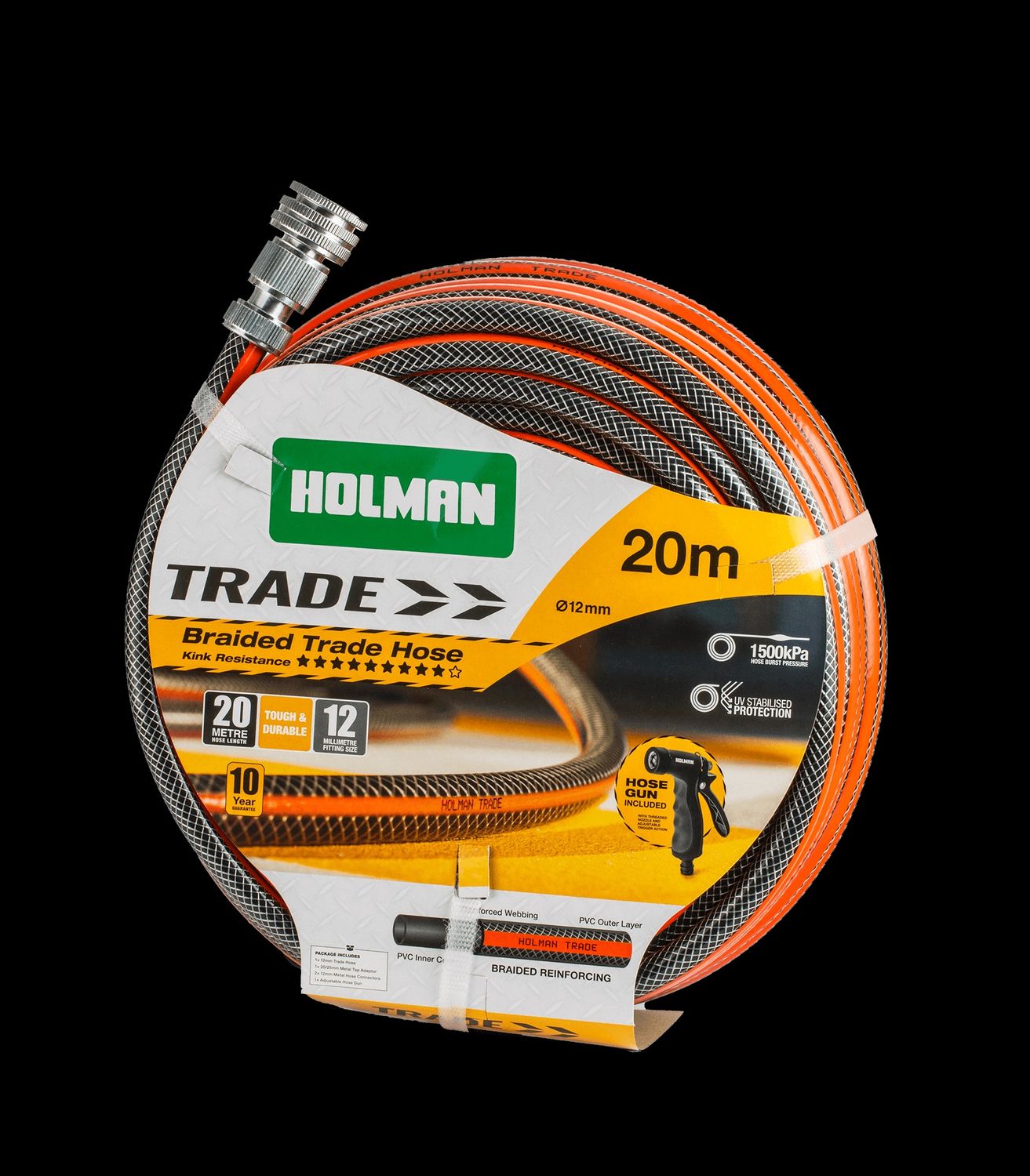 12mm x 20m Trade Hose with Metal Fittings &amp; Spray Gun