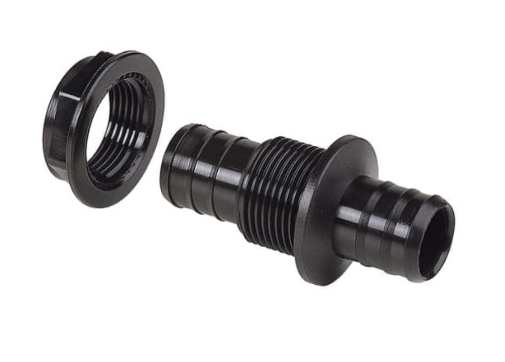 Tank fitting with back nut 1" silvan