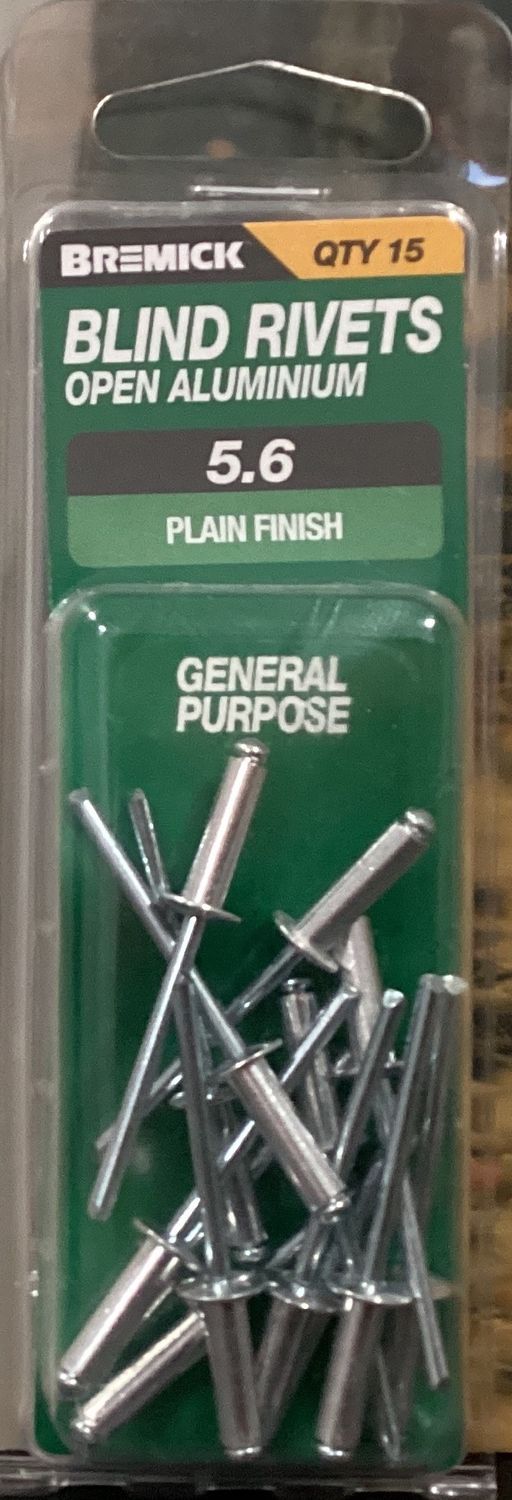 Rivets Alumin/Steel Open 5.6 pk15
