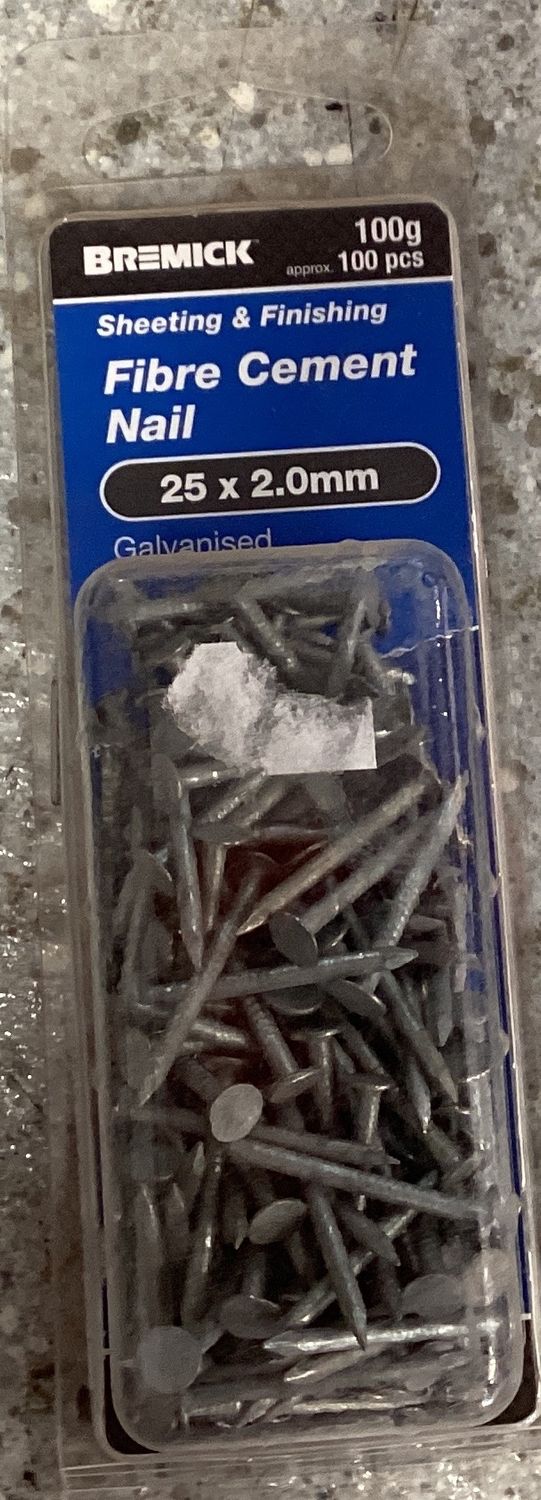 Nails Fibre Cement 25x2.0mm Pk100 Galv
