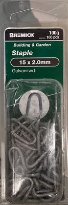 Fence Staples 15x2.0mm pk100 Galv