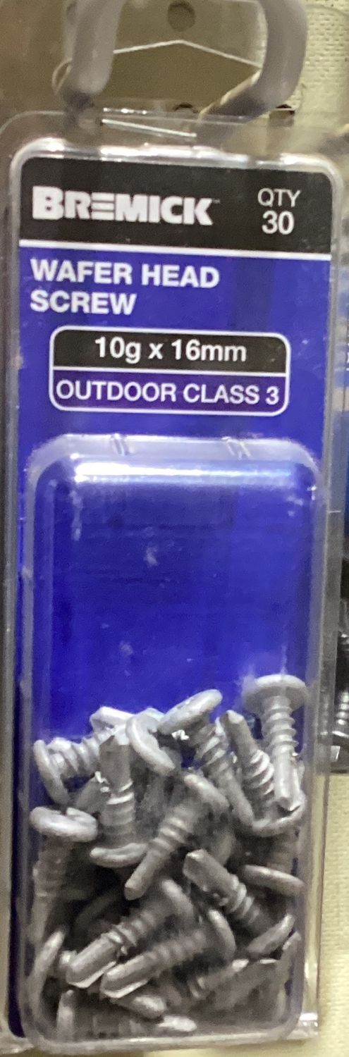 Metal screws 10gx16mm pk30 Wafer Galv