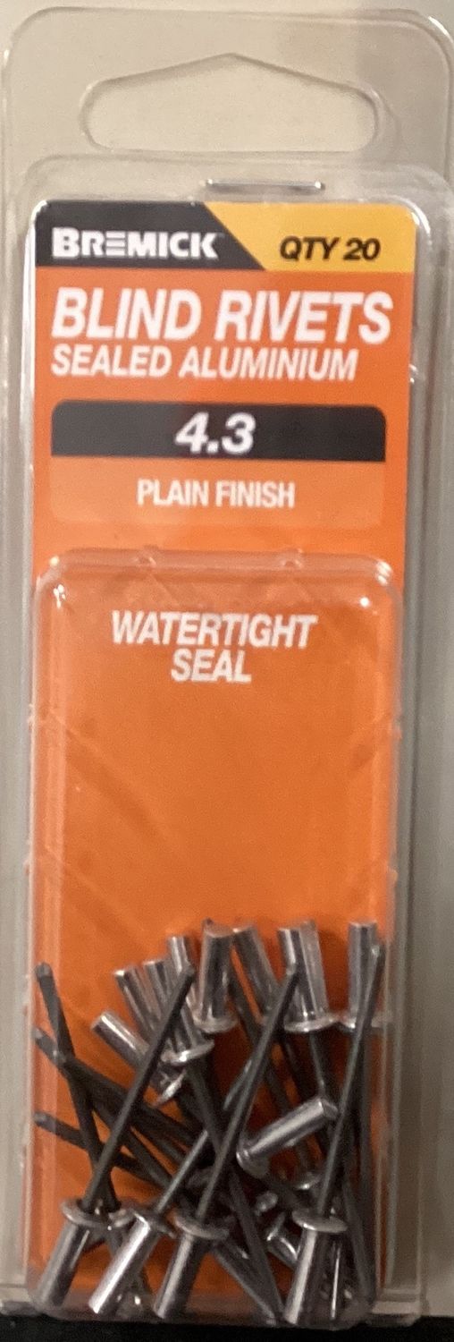 Rivets Alumin/Steel Sealed 4.3 Pk20