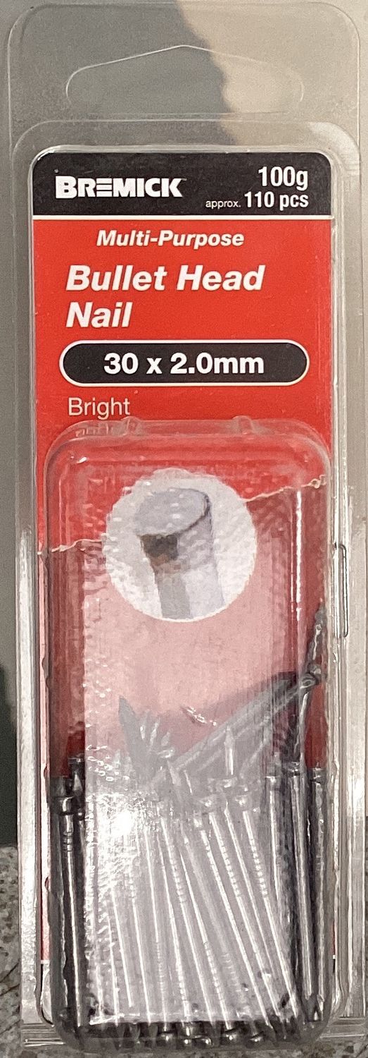 Nails Bullet head 30x2.0mm pk110 bright