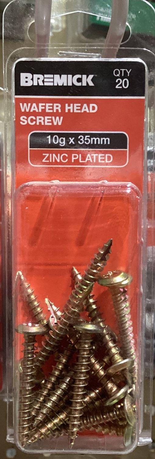 Timber screw 10gx35mm Pk20 Wafer Zinc