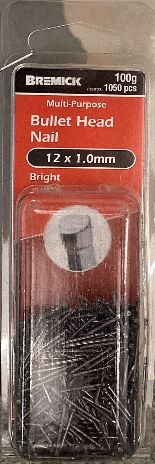 Nails Bullet head 12x1.0mm pk1050 bright