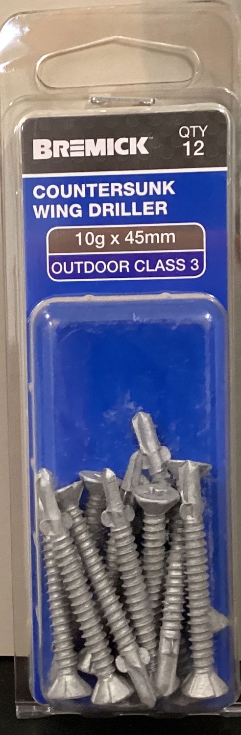 Metal screw 10gx35mm x20 CskRibWing Galv