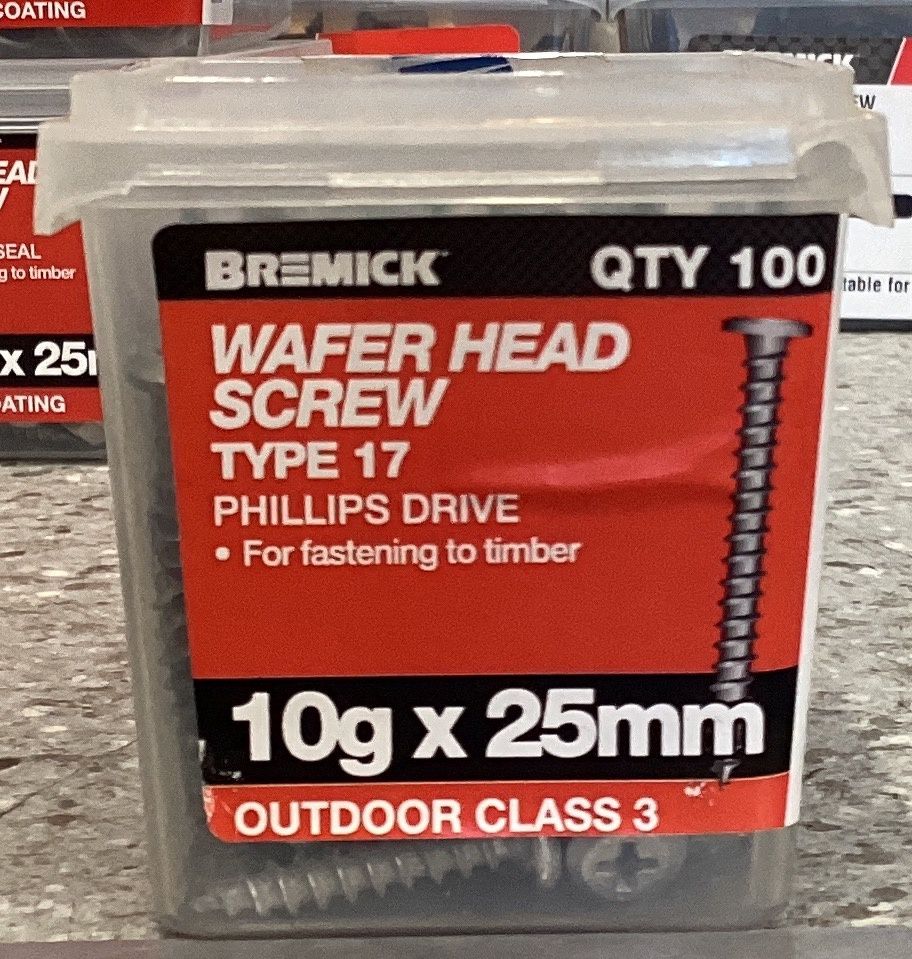 Tec screw T17 - 10gx25mmx100 Wafer Galv