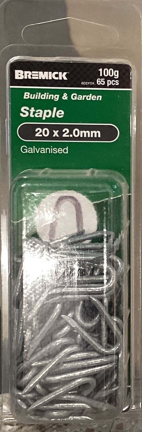 Fence Staples 20x2.0mm pk65 Galv