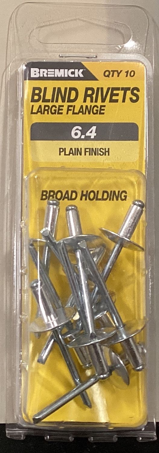 Rivets Alumin/Steel Open 6.4 pk10
