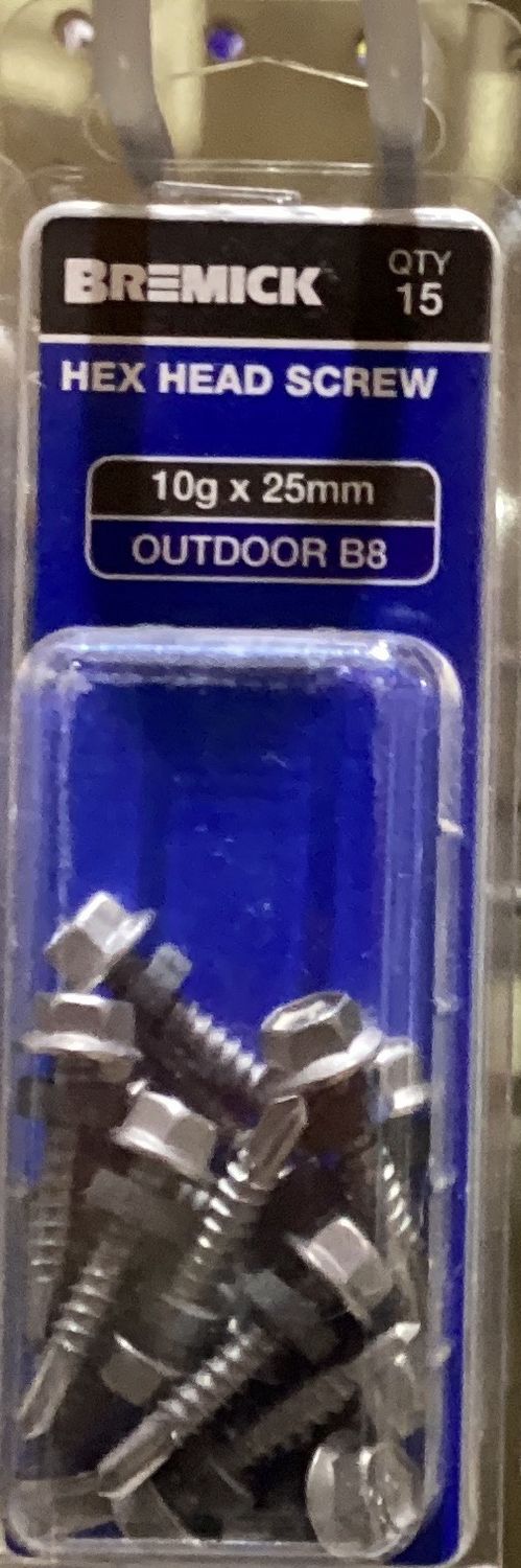 Tec screw 10gx25mm Pk15 w/neo