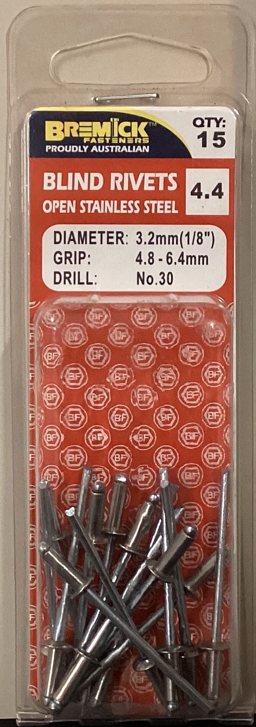 Rivets Stainless/Stainless 4.4 Pk15