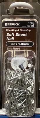 Nails Soft Sheet 30x1.8mm Pk120 Zinc