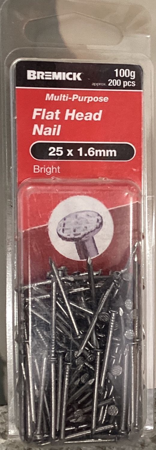 Nails Flat Hd 25x1.6mm Pk200 Brt