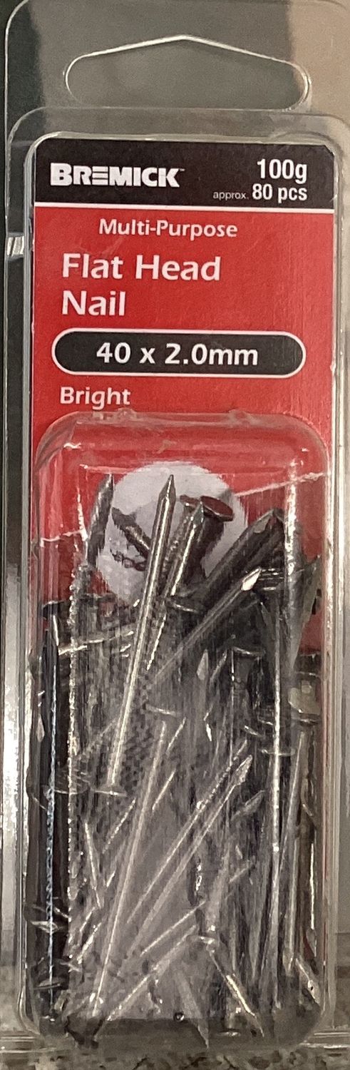 Nails Flat Hd 40x2.0mm Pk80 Brt