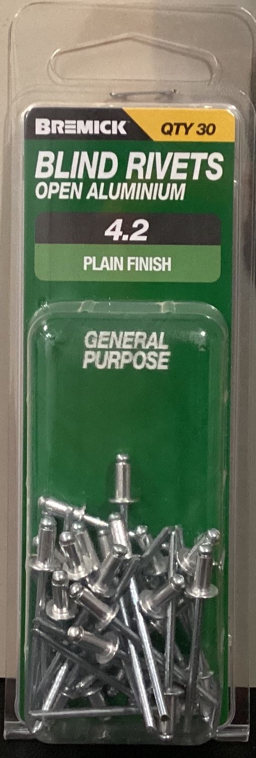 Rivets Alumin/Steel Open 4.2 pk30