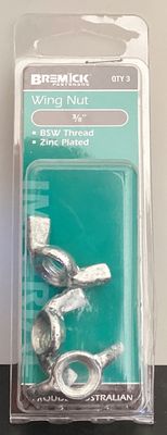 Wing nut 3/8" Pk3 Zinc