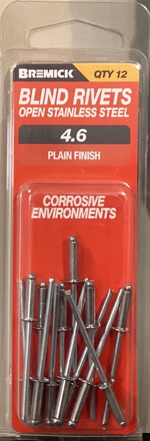 Rivets Stainless/Stainless 4.6 Pk12