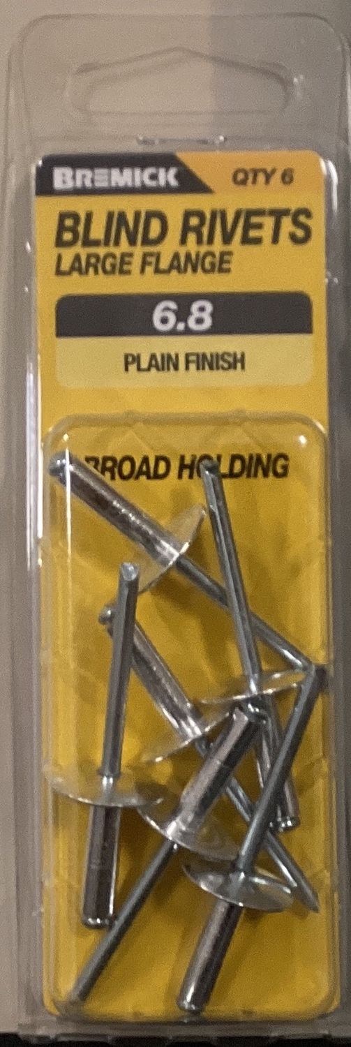 Rivets Alumin/Steel Open 6.8 pk6