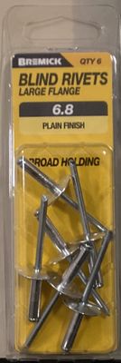 Rivets Alumin/Steel Open 6.8 pk6