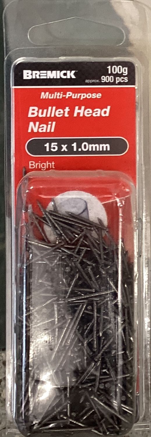 Nails Bullet head 15x1.0mm pk900 bright