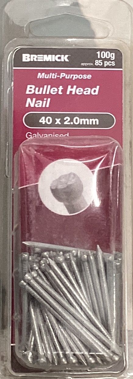 Nails Bullet head 40x2.0mm pk85 Galv