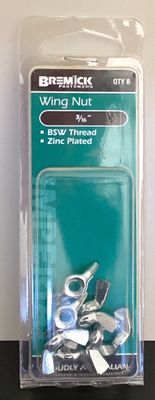 Wing Nut 3/16" Pk8 Zinc