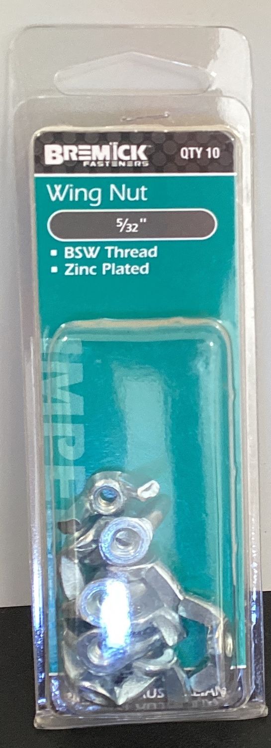 Wing Nut 5/32" Pk10 Zinc