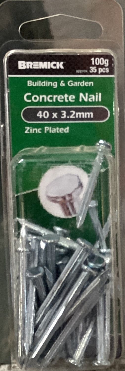 Nails concrete 40x3.2mm Pk35 Zinc