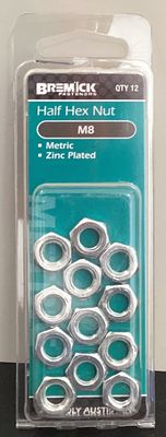Nut hex metric 8mm pk 12