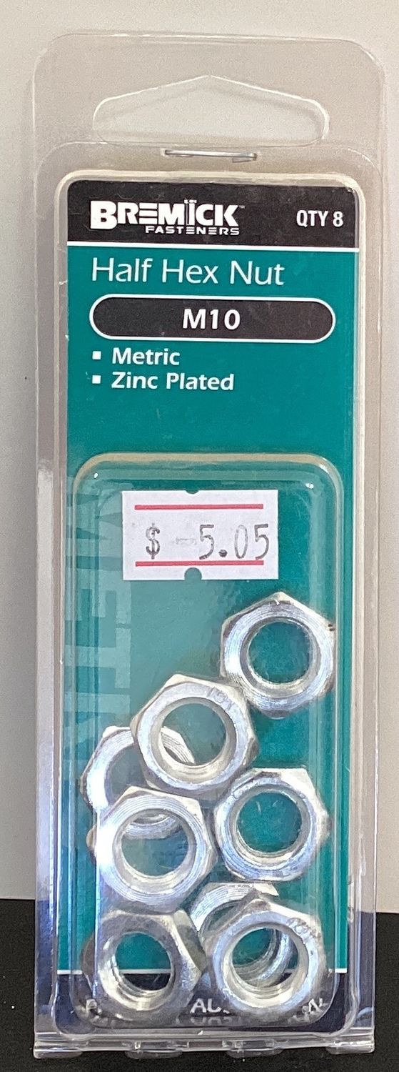 Nut hex metric 10mm pkt.8