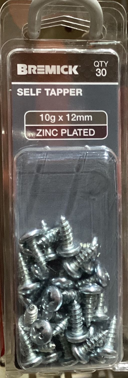 Self Tapper 10gx12mm Pk30 PanHd Zinc