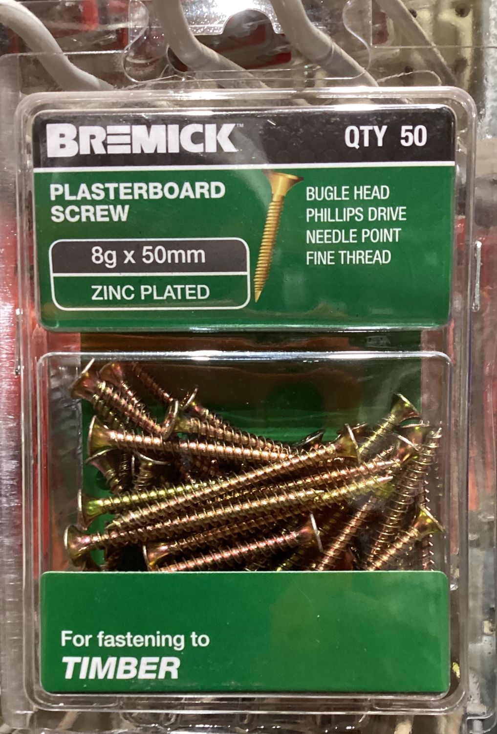 Plasterboard screws 8gx50mm Pk50