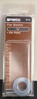 Flat Washer 1/2" (12mm) Pk8 Zinc