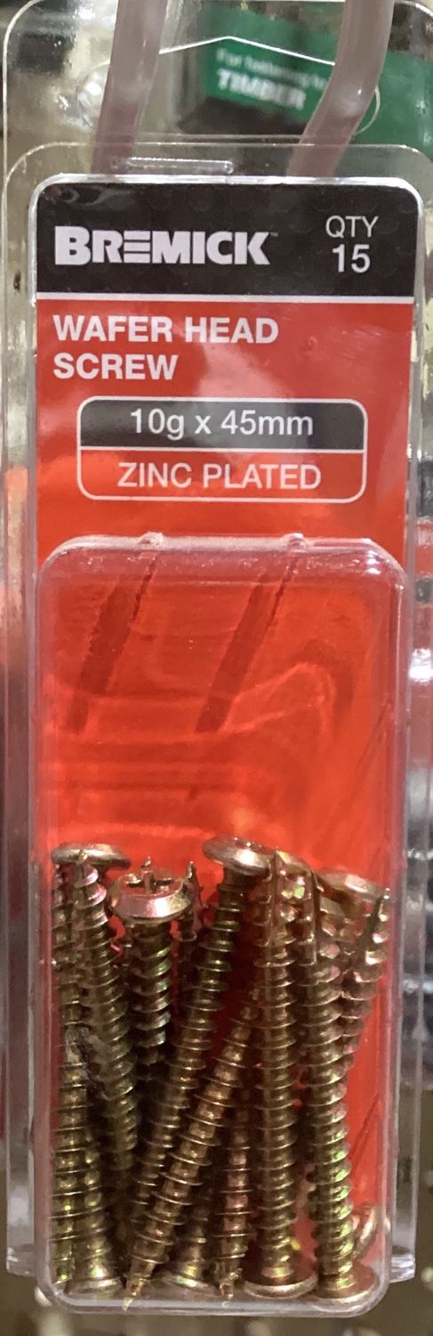 Timber screw 10gx45mm Pk15 Wafer Zinc