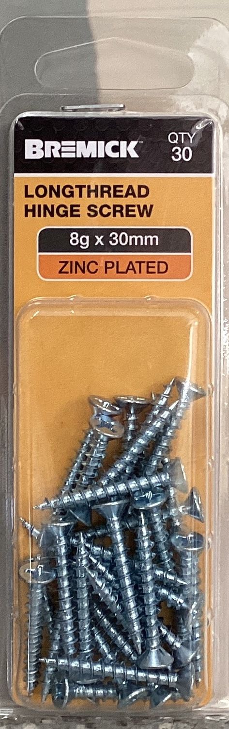 Timber screw 8gx30mm Pk30 Csk Zinc