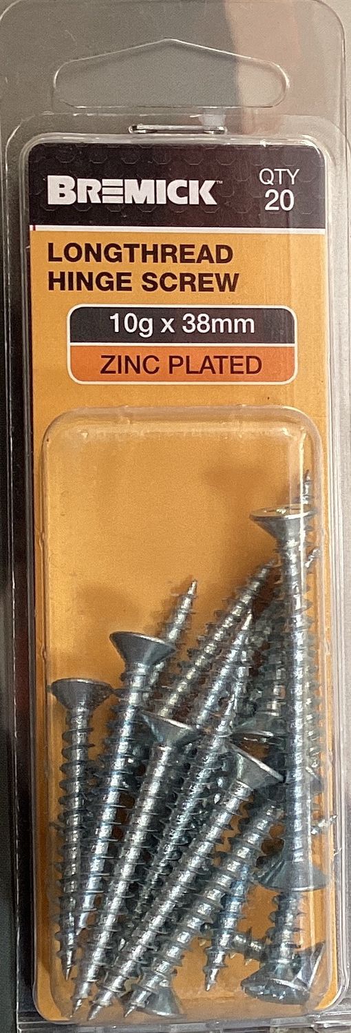 Timber screw 10gx38mm Pk20 Csk Zinc