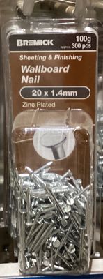 Nails Wallboard 20x1.4mm Pk300 Zinc